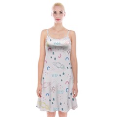 Spaceship Pattern Star Spaghetti Strap Velvet Dress by danenraven