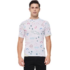 Spaceship Pattern Star Men s Short Sleeve Rash Guard by danenraven