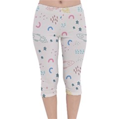 Spaceship Pattern Star Velvet Capri Leggings  by danenraven