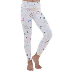 Spaceship Pattern Star Kids  Lightweight Velour Classic Yoga Leggings by danenraven