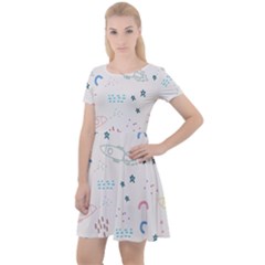 Spaceship Pattern Star Cap Sleeve Velour Dress  by danenraven