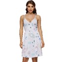 Spaceship Pattern Star V-Neck Pocket Summer Dress  View1