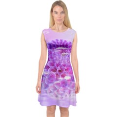 Dahlia Blossom Bloom Dahlias Fall Capsleeve Midi Dress by danenraven