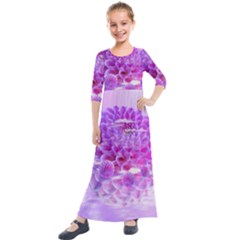 Dahlia Blossom Bloom Dahlias Fall Kids  Quarter Sleeve Maxi Dress by danenraven