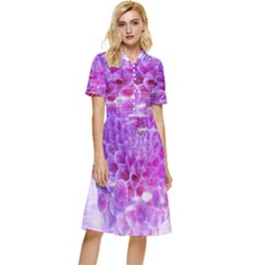 Dahlia Blossom Bloom Dahlias Fall Button Top Knee Length Dress by danenraven