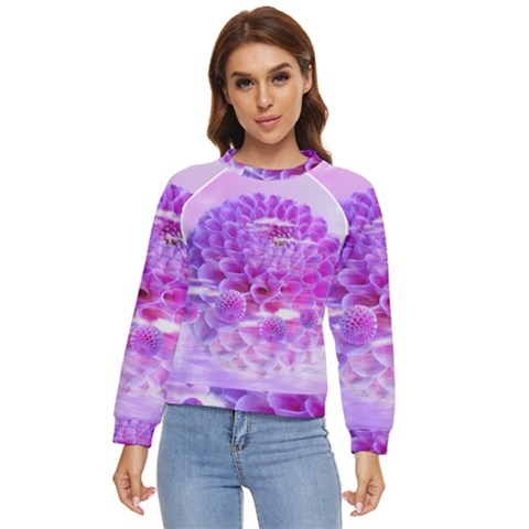 Dahlia Blossom Bloom Dahlias Fall Women s Long Sleeve Raglan Tee by danenraven