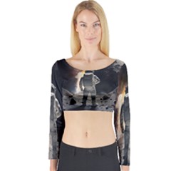 Astronaut Space Walk Long Sleeve Crop Top by danenraven