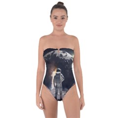 Astronaut Space Walk Tie Back One Piece Swimsuit by danenraven