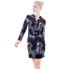 Astronaut Space Walk Button Long Sleeve Dress by danenraven