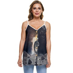 Astronaut Space Walk Casual Spaghetti Strap Chiffon Top by danenraven