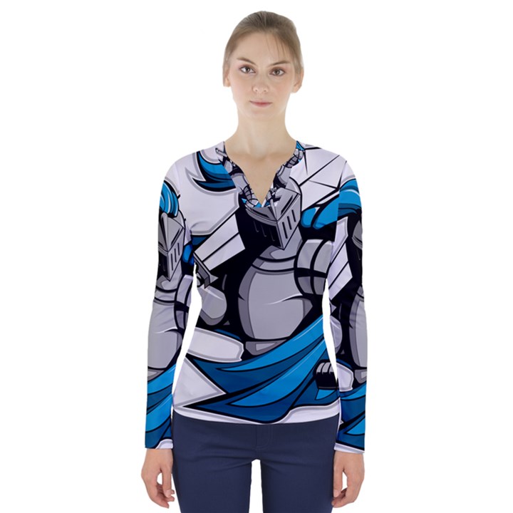 Sword Knight Fictional Character Legionary Warrior V-Neck Long Sleeve Top