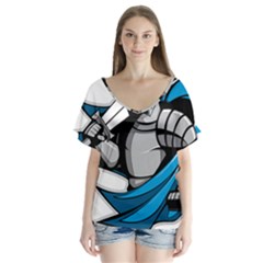 Sword Knight Fictional Character Legionary Warrior V-neck Flutter Sleeve Top by danenraven