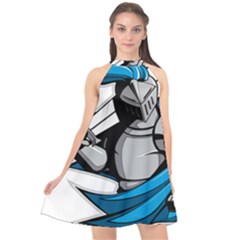 Sword Knight Fictional Character Legionary Warrior Halter Neckline Chiffon Dress  by danenraven