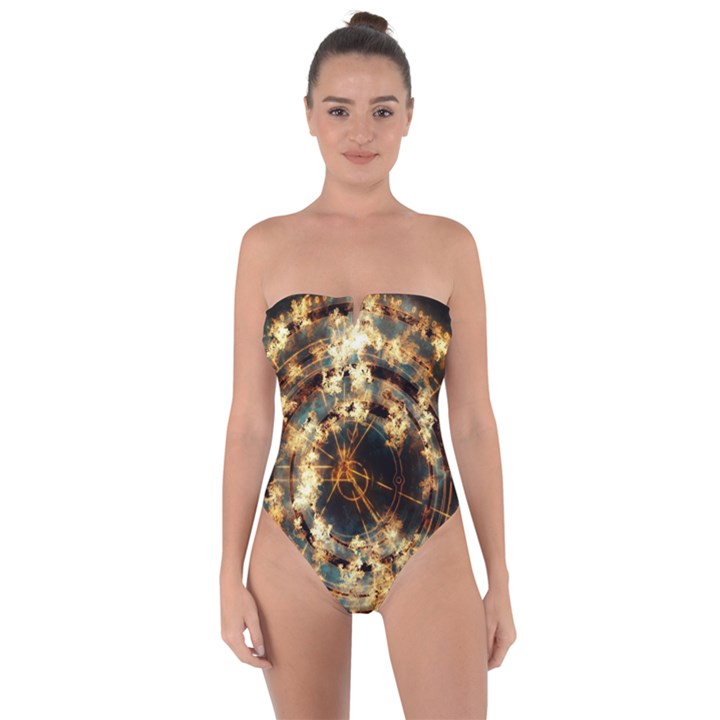 Science Fiction Background Fantasy Tie Back One Piece Swimsuit