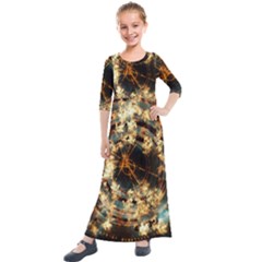 Science Fiction Background Fantasy Kids  Quarter Sleeve Maxi Dress by danenraven