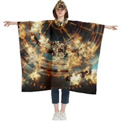 Science Fiction Background Fantasy Women s Hooded Rain Ponchos