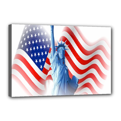 Statue Of Liberty And Usa Flag Art Canvas 18  X 12  (stretched) by danenraven