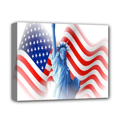 Statue Of Liberty And Usa Flag Art Deluxe Canvas 14  X 11  (stretched) by danenraven