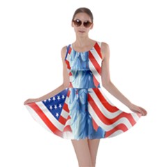 Statue Of Liberty And Usa Flag Art Skater Dress by danenraven