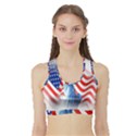 Statue Of Liberty And Usa Flag Art Sports Bra with Border View1