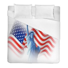 Statue Of Liberty And Usa Flag Art Duvet Cover (full/ Double Size) by danenraven