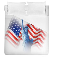 Statue Of Liberty And Usa Flag Art Duvet Cover (queen Size) by danenraven