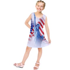 Statue Of Liberty And Usa Flag Art Kids  Tunic Dress by danenraven