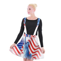 Statue Of Liberty And Usa Flag Art Suspender Skater Skirt by danenraven