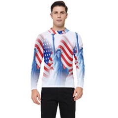 Statue Of Liberty And Usa Flag Art Men s Long Sleeve Rash Guard by danenraven