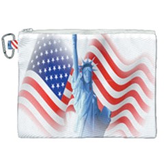 Statue Of Liberty And Usa Flag Art Canvas Cosmetic Bag (xxl) by danenraven