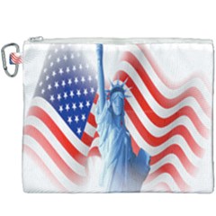 Statue Of Liberty And Usa Flag Art Canvas Cosmetic Bag (xxxl) by danenraven