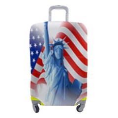 Statue Of Liberty And Usa Flag Art Luggage Cover (small) by danenraven