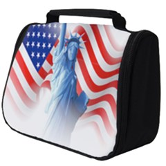 Statue Of Liberty And Usa Flag Art Full Print Travel Pouch (big) by danenraven