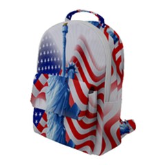 Statue Of Liberty And Usa Flag Art Flap Pocket Backpack (large) by danenraven