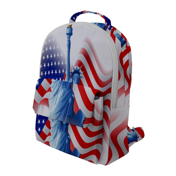 Statue Of Liberty And Usa Flag Art Flap Pocket Backpack (Large)