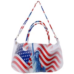 Statue Of Liberty And Usa Flag Art Removable Strap Handbag by danenraven