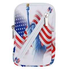 Statue Of Liberty And Usa Flag Art Belt Pouch Bag (large) by danenraven