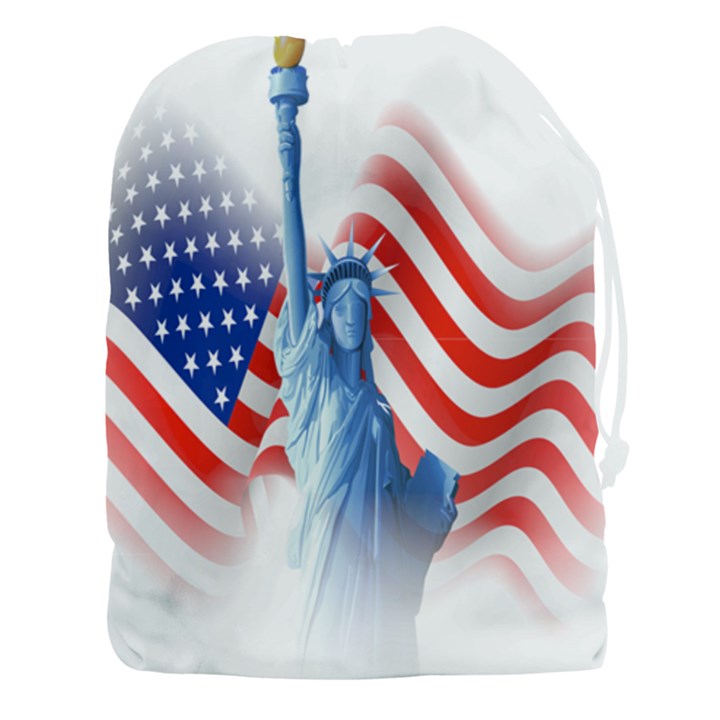 Statue Of Liberty And Usa Flag Art Drawstring Pouch (3XL)