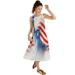 Statue Of Liberty And Usa Flag Art Summer Maxi Dress by danenraven