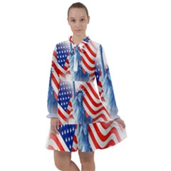 Statue Of Liberty And Usa Flag Art All Frills Chiffon Dress by danenraven