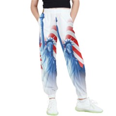 Statue Of Liberty And Usa Flag Art Kids  Elastic Waist Pants by danenraven