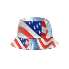 Statue Of Liberty And Usa Flag Art Inside Out Bucket Hat (kids) by danenraven