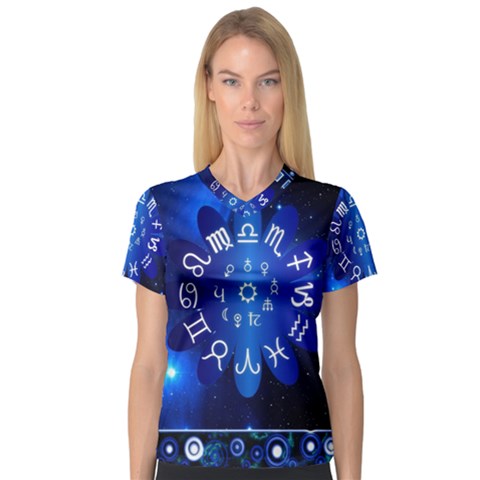 Astrology Horoscopes Constellation V-neck Sport Mesh Tee by danenraven