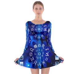 Astrology Horoscopes Constellation Long Sleeve Skater Dress by danenraven