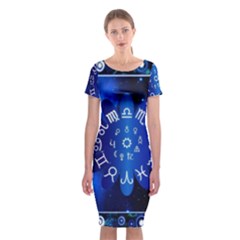 Astrology Horoscopes Constellation Classic Short Sleeve Midi Dress by danenraven