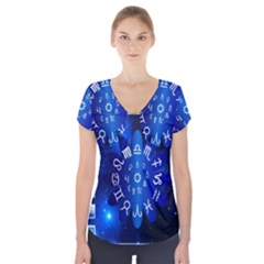 Astrology Horoscopes Constellation Short Sleeve Front Detail Top by danenraven