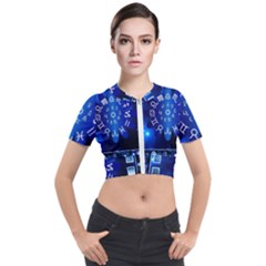 Astrology Horoscopes Constellation Short Sleeve Cropped Jacket by danenraven