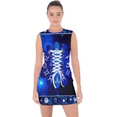 Astrology Horoscopes Constellation Lace Up Front Bodycon Dress by danenraven