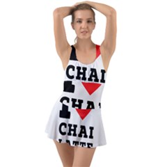 I Love Chai Latte Ruffle Top Dress Swimsuit by ilovewhateva