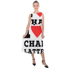 I Love Chai Latte Midi Tie-back Chiffon Dress by ilovewhateva